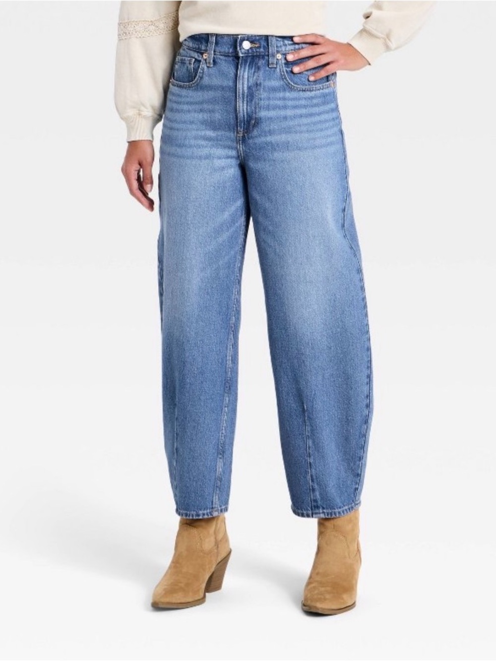 High-Rise Easy Barrel Jeans - Universal Thread Medium Wash